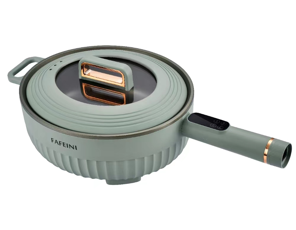 Home Kitchen electronic display panel removable power cord plug with smart programs electric skillet