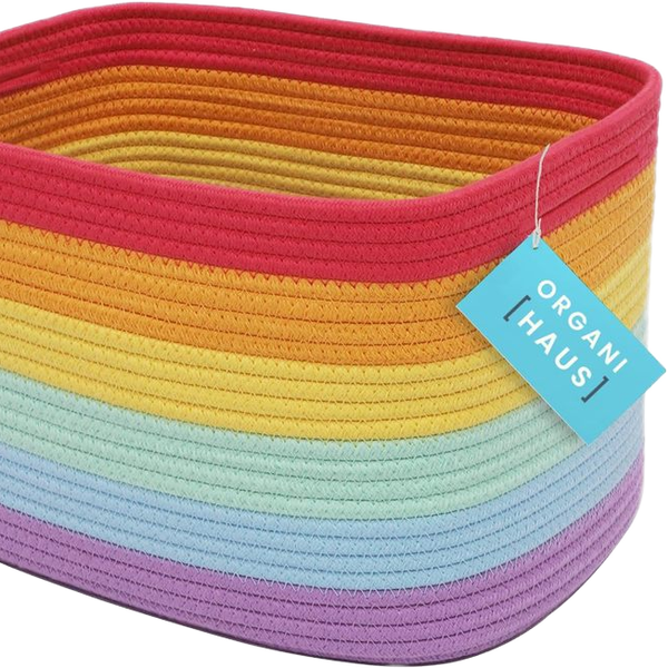 New cotton rope woven shelf storage basket, foldable toy sundries storage basket, bathroom towel storage basket
