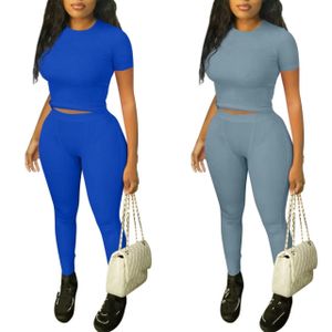 royal blue solid blank bulk wholesale lounge wear dupe loungewear tshirt and legging two 2 pieces set women clothing Fall 2024