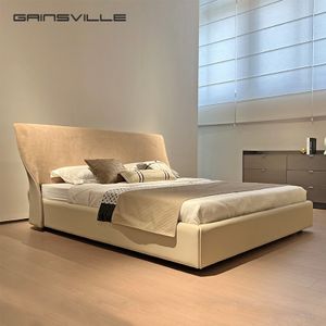 Modern luxury Italian style design headboard with elegant curved shape design lash bed for apartment villa furniture