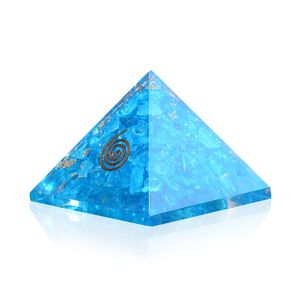 best selling natural stone crystals healing gemstone blue agate  orgone orgonite energy pyramid for meditation