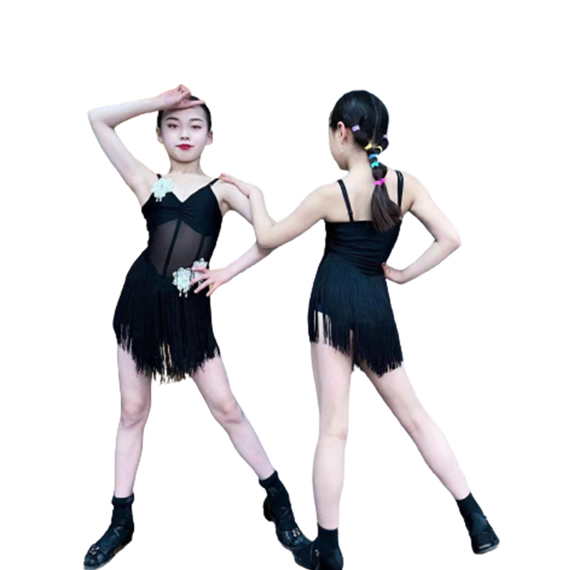 Latin Dance Skirt Kid Salsa Rumba Samba Sexy Dance Costumes Ballroom Dancewear for Dance Practice Performance