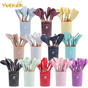 12pcs kitchen utensil set silicone cooking utensil set silicone kitchen uten Utensils With Wooden Handles
