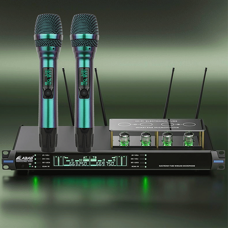 Tube Electronic Wireless Microphone 4 Antennas Receiver 2 Ways Handhelds MIC