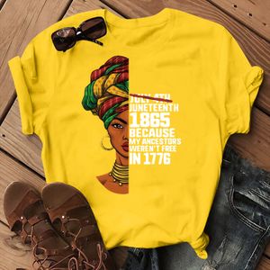 Drop Shipping Products 2024 Women Short Sleeve Clothing Graphic Juneteenth Day Yellow Tshirt Casual Basic Tee Top Print T Shirt