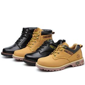 leather high ankle anti skid waterproof steel toe industrial men safety shoes