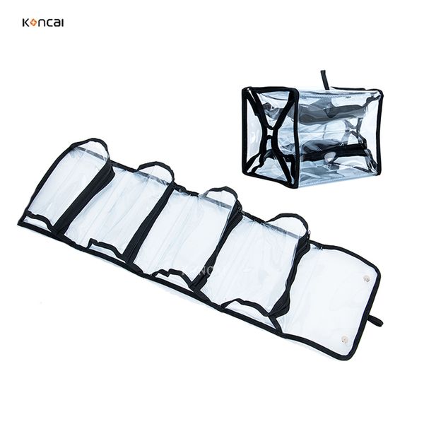 FAMA direct supplier Custom logo portable cosmetic bag lipstick holder nail polish holder folding transparent makeup brush case