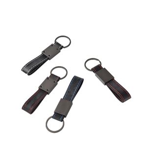 Creative Business Black Leather Metal Keychain Gift Custom Keyring For Man