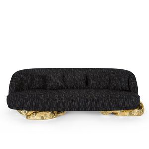 Luxury modern brass feet fabric or leather sectional couch sofa set for living room furniture