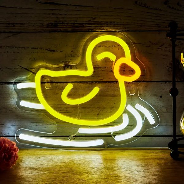 1pc 5V USB Powered IP65 Plastic Body Multi-Purpose Wall Mounted Neon LED Backboard Duck On-line Switch Decorative Lights