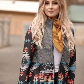 Clothing Womens 2022 Casual Fashion Fall Winter Zipper Single Coat Women Long Sleeve Female Ladies Aztec Cardigan Coats