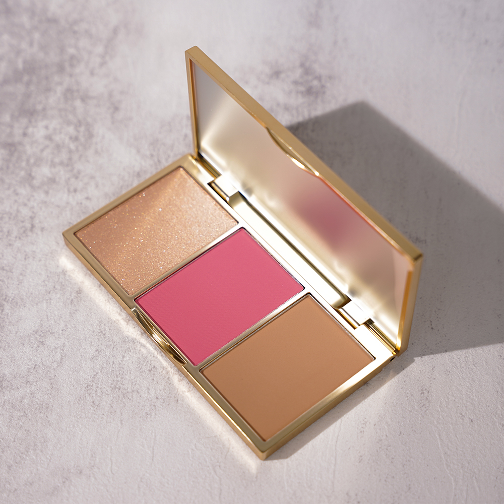 Custom logo private label pressed powder highlighter & blush & contour highlighter makeup palette