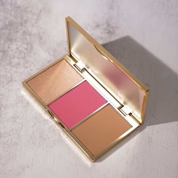 Custom logo private label pressed powder highlighter & blush & contour highlighter makeup palette