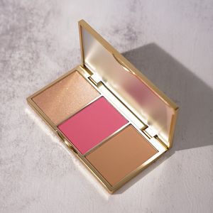 Custom logo private label pressed powder highlighter & blush & contour highlighter makeup palette