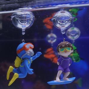 High-quality Ready to Ship aquariums & accessories resin floating surfing boy for fish tank decoration