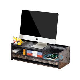 Wood Computer Monitor Stand Riser Laptop Stand and Desk Organizer with Keyboard Storage and IPad Tablet