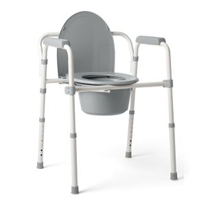Bliss Medical 3-in-1 350 lbs Easy Cleaning Sturdy Folding Frame Steel Bedside Commode Chair with Bucket for Elderly Seniors