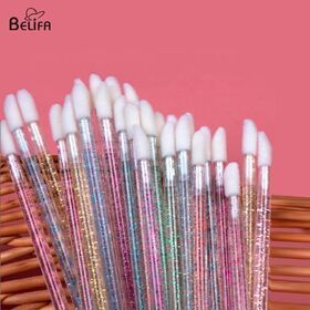 Disposable glitter crystal clear handle lip gloss wands lipstick applicator makeup lip brush
