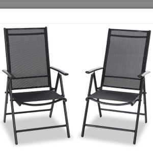 Patio Folding Chair Outdoor Dining Chairs High Back Sling Garden Chair Metal Modern Adjustable with 7 Seating Positions Outdoor