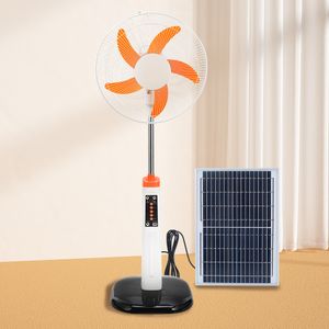 New Arrival AC DC Rechargeable Floor Standing Fan Outdoor 16 Inch Solar Fan With Solar Panel