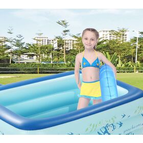 130 CM Length Inflatable Swimming Pools, Square PVC Kiddie Pools, Family Lounge Pools Supplies Backyard Pools Padding