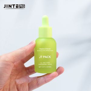 Empty Frosted Green Glass Dropper Bottle With Dropper For Face Serum Oil 30ml