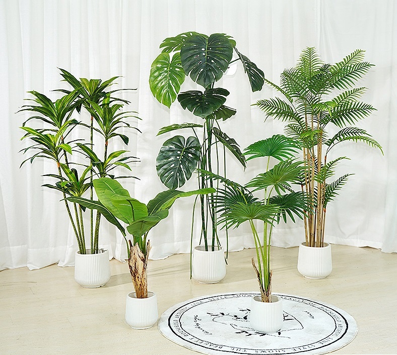 Yiwu Liefang E-Commerce Co., Ltd. Multi-style Home Artificial Potted Plants Trees Bonsai Plastic tree Leaf Decorative indoor tropical plant