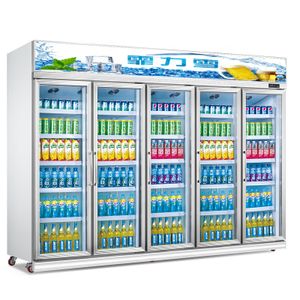 Commercial beer showcase fridge bottle refrigerator upright 5 glass door beverage cooler
