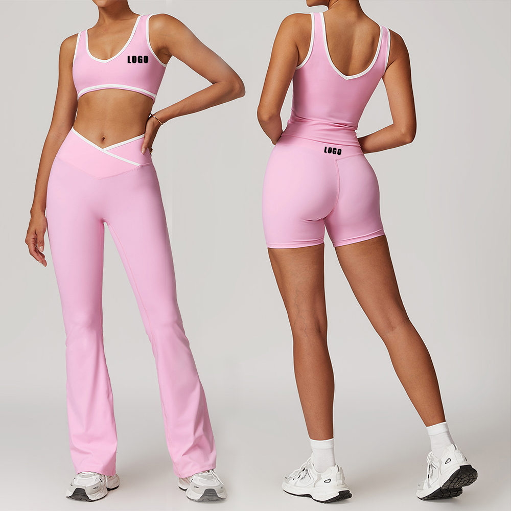 Longyan Huixun E-Commerce Co., Ltd. New Arrival Cross High Waist Women'S Activewear Suits Sport Gym Athletic Fitness Workout Yoga Set