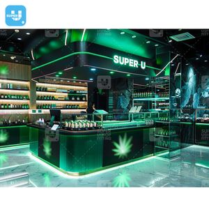 Custom Glass Tobacco Store Furniture Supplies Showroom Wape Cigar Dispensary Display Cabinet Mall Kiosk Smoke Shop Showcase