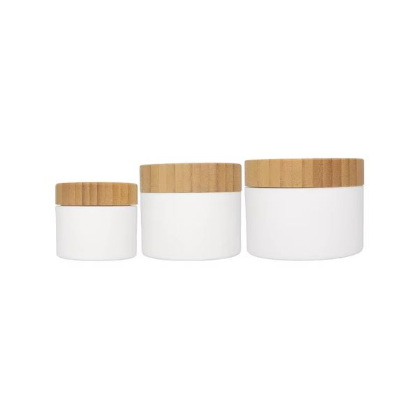body luxury cosmetic plastic face cream bamboo cream cosmetic jars with wooden lids wood lid for cream cosmetic packaging jars