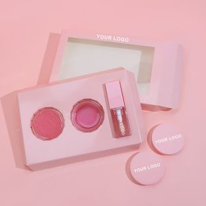 Wholesale Pink Lip Balm And Scrub Trio Treatment Oil Lip Care Kit Cruelty Free Vegan Private Label Lip Care set