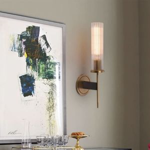 Modern Hotel Residential Decorative Antique Brass Interior Crystal Glass Wall Light