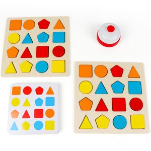 Wooden two person battle toy geometric shape matching block children's thinking training two person tabletop competitive game