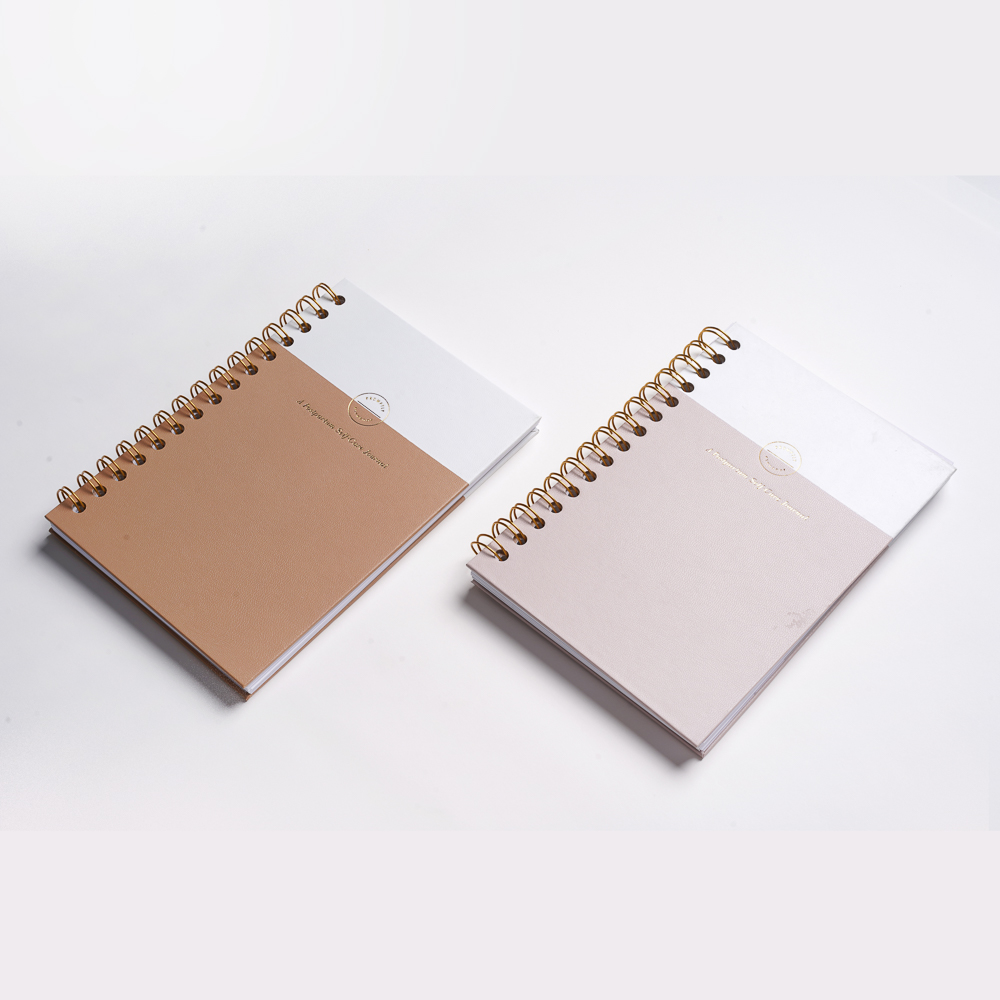 Pu Leather Splice Cover Notebook Coil Diary Custom Hardcover A5 Planner Spiral Binding Pink Pregnancy Journal