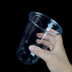 Factory price Bottle Grade PET Chip made 90-500ml U-shaped Disposable PET cold drink cups without lids