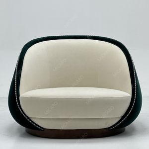 Luxury modern living room furniture walnut wood base fabric or leather round lounge suite sofa