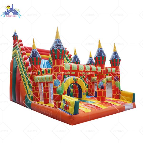 Slide inflatable China inflatable dry slide jump castle for amusement park and party