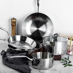 Manufacturer Triply Stainless Steel Saute Pan Cookware Sets Mirror Polishing Casserole Hot Pot Set