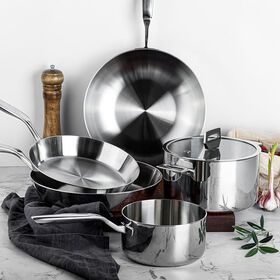 Manufacturer Triply Stainless Steel Saute Pan Cookware Sets Mirror Polishing Casserole Hot Pot Set