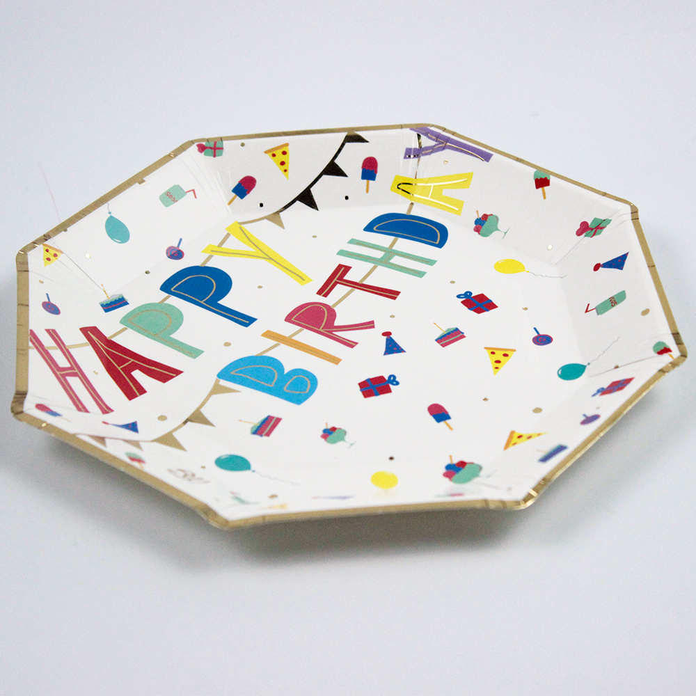 Octagonal disk paper plate Disposable paper tableware 180mm diameter Paper Plate Party Supply