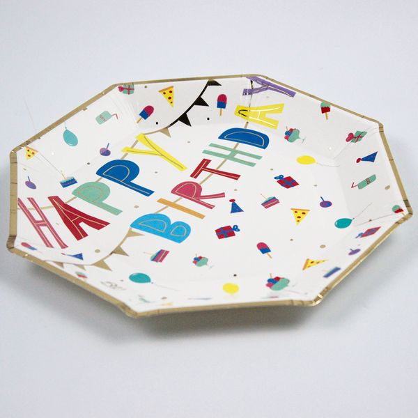 Octagonal disk paper plate Disposable paper tableware 180mm diameter Paper Plate Party Supply
