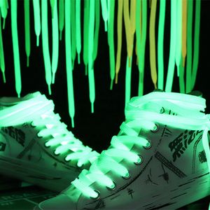 Manufacturer Customized Glow-in-the-Dark 8mm Flat Shoe Laces Light Up Casual Sneaker Laces