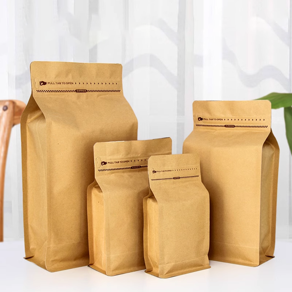 Free Sample Custom Printing Frosted Packaging Coffee Beans Ziplock Kraft Paper Coffee Bags with Valve and Zipper