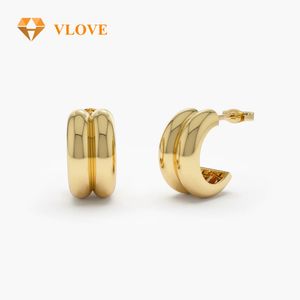 VLOVE Unique Jewelry Creations Custom Earrings 14k Solid Gold Twin C Hoops