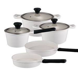 New Design 8 Pieces White Aluminum Pans And Pots Induction Non Stick Cookware Set With Bakelite Handle