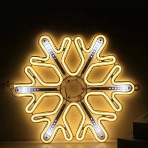 220V LED Neon Sign Light Snowflakes Indoor and Outdoor Christmas Wall Art Lamp Meteor Flash Decorative Lighting