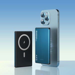 AKD New Arrival CE Certificated Alloy Powerbank Fast Charging 15W Magnetic Wireless Power Bank for iPhone 15 14 13 12