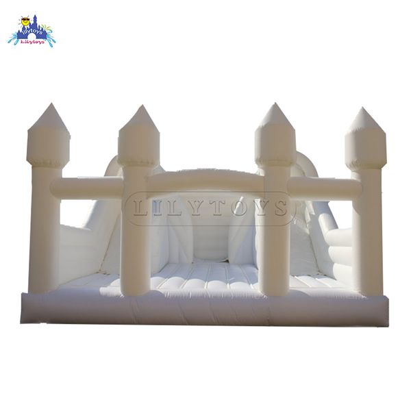 Lilytoys  White Inflatable Castle  Wedding Bouncers Combo dry Slide Jumping Bounce House For Wedding