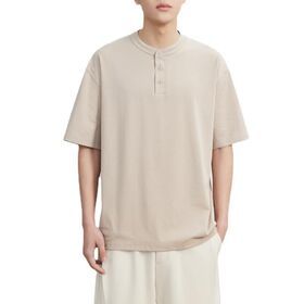 Men's beige half-open collar short-sleeved POLO shirt Men's 2023 summer new men's half-sleeve